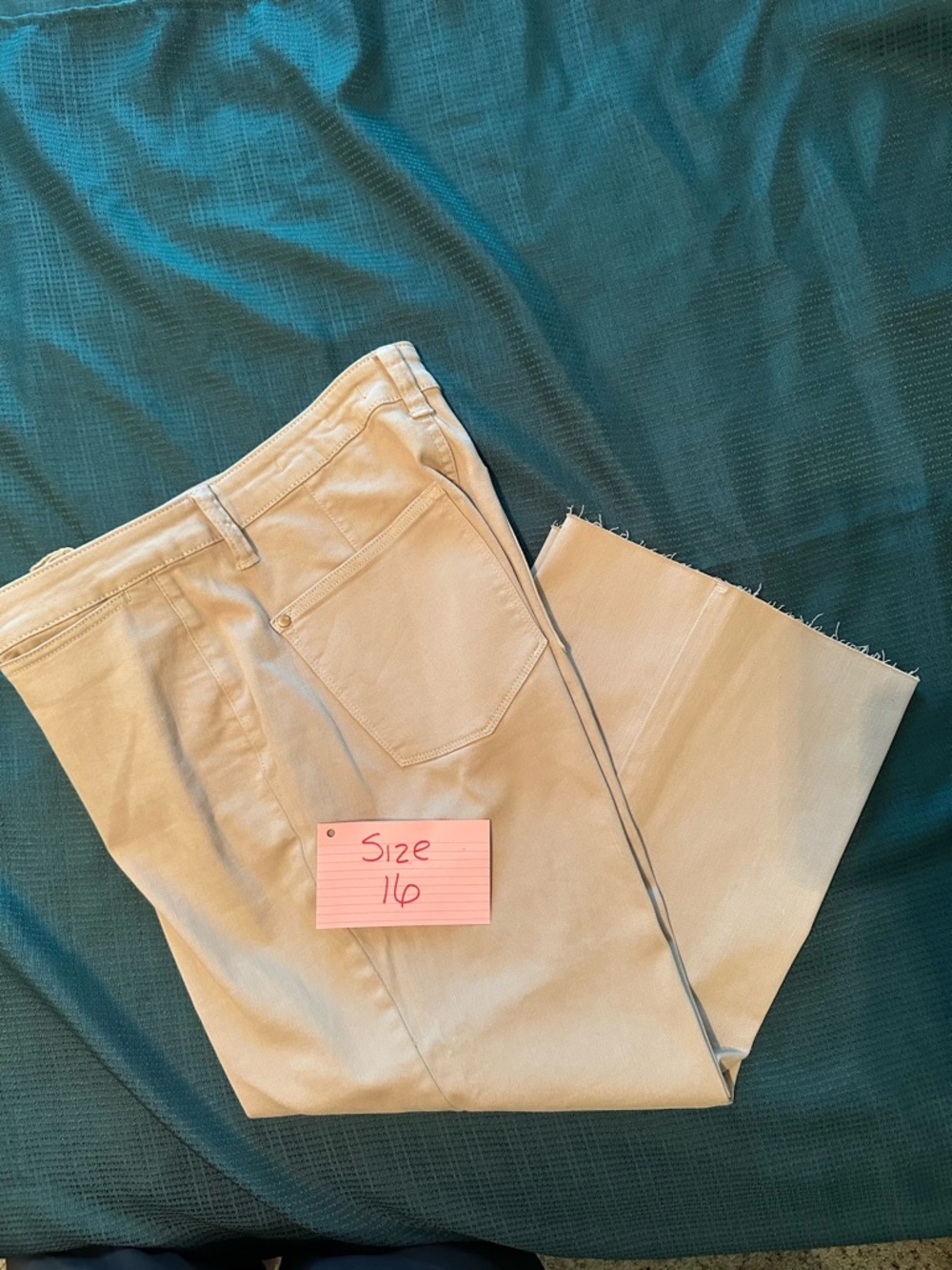 Beige/Cream Wide-Leg Jeans - Raw Hem